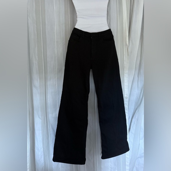 COS Black Flare Pants Women’s Size 25 Tailored Wide Leg High Waist Minimalist - Picture 2 of 16
